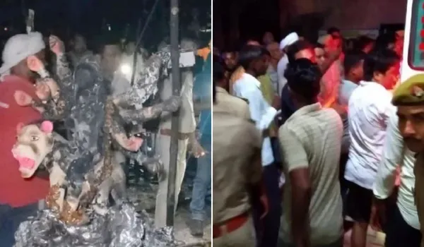 UP: भदोही के दुर्गा पूजा पंडाल में आग लगने से 5 लोगों की मौत, 64 झुलसे
